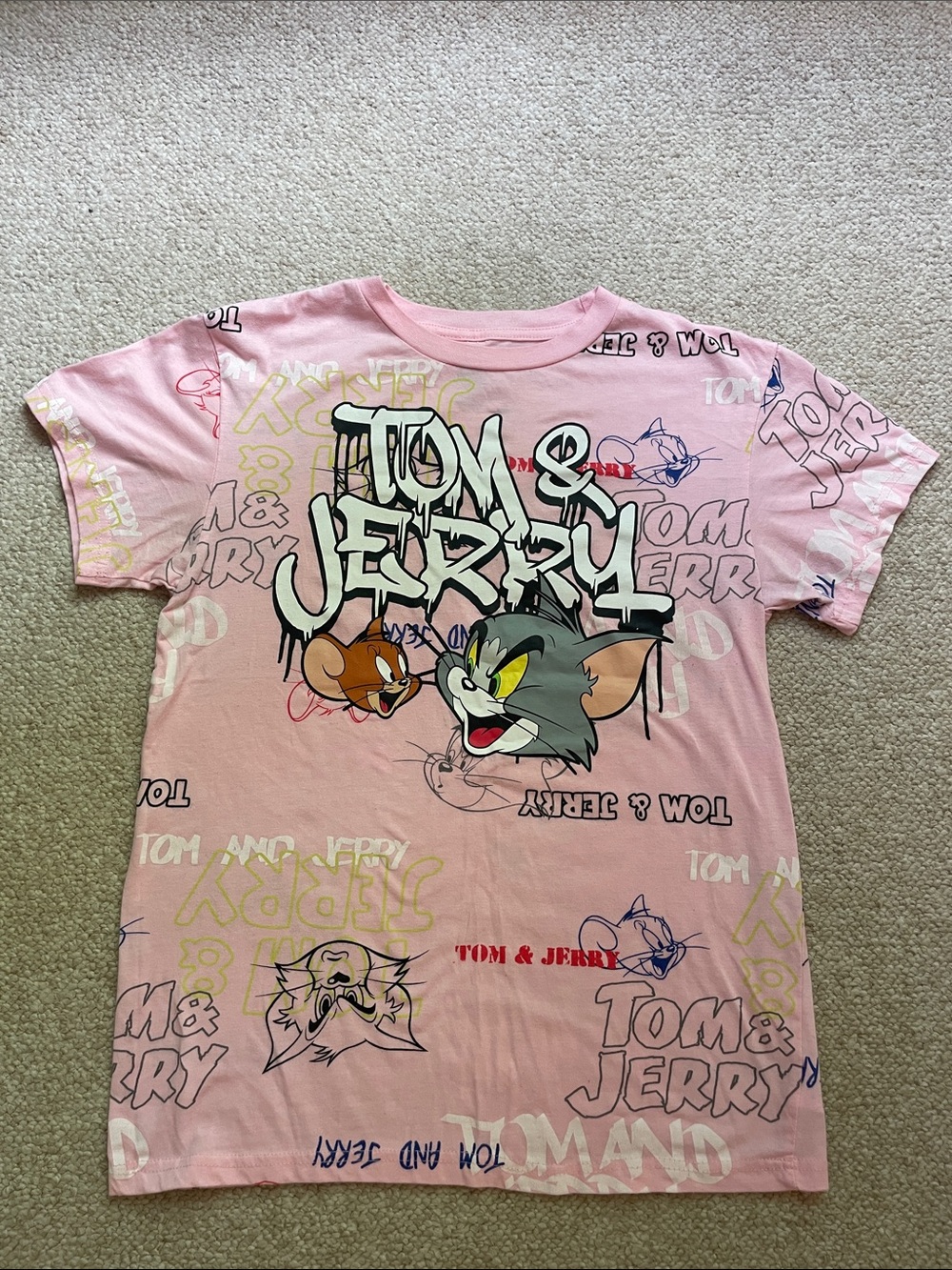 Tom & Jerry Pink Graphic Tee LIKE NEW